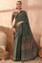 Amina Green Modal Mirror Sequin with Ajrakh Printed Ready to Wear One Minute Saree