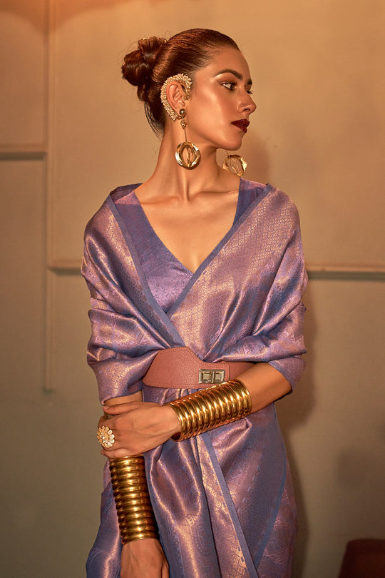 Dalia Lavender Silk Woven Ready to Wear One Minute Saree