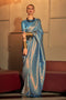 Dalia Blue Silk Woven Ready to Wear One Minute Saree