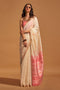 Isha Cream Kanoi Silk Woven Floral One Minute Saree