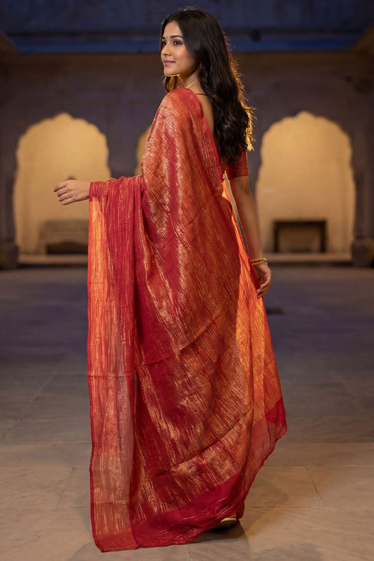 Marisa Burnt Orange Tissue Designer Ready to Wear Saree