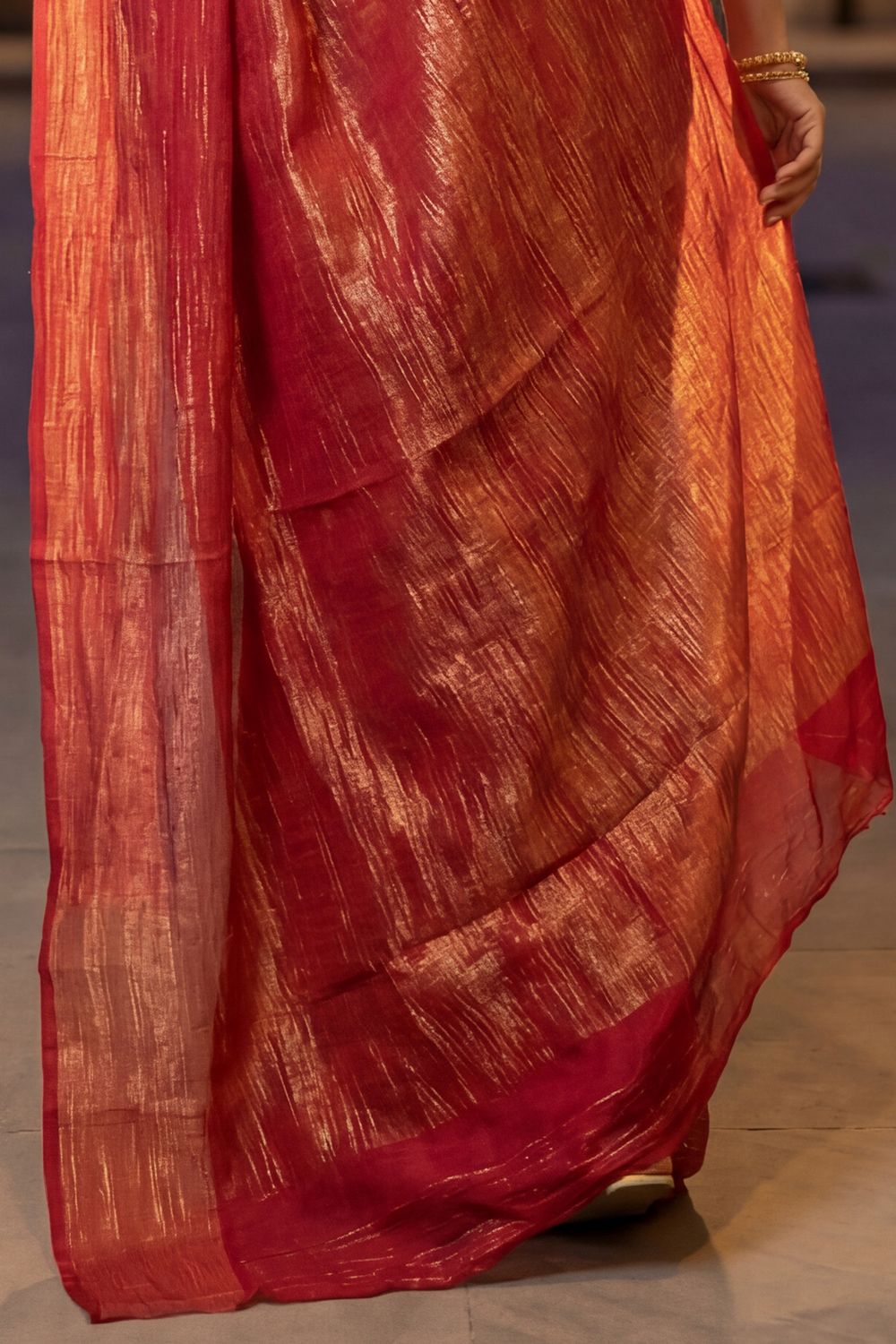 Marisa Burnt Orange Tissue Designer Ready to Wear Saree