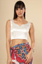 Ilia Off-White Satin Comfort Stretch™ Sweetheart Neck Sleeveless Saree Blouse