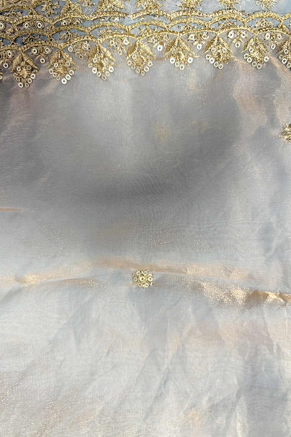 Mira Silver Paper Silk Embroidered Ready to Wear One Minute Saree