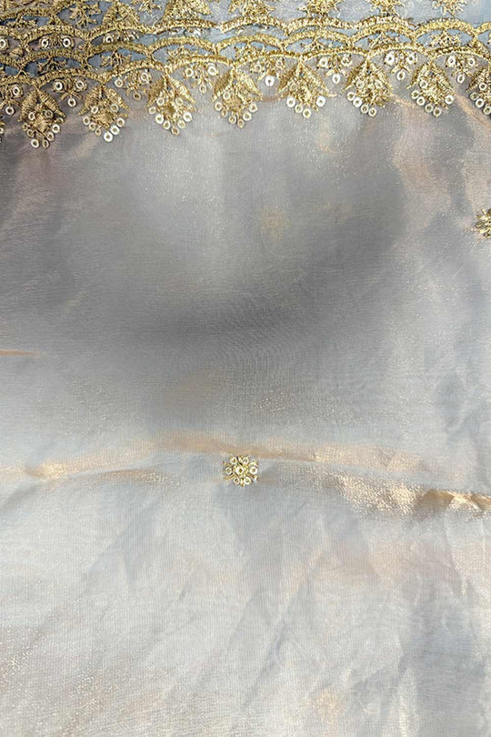 Mira Silver Paper Silk Embroidered Ready to Wear One Minute Saree