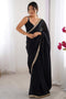 Simran Satin Black Embellished Ready to Wear Saree