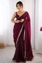 Simran Satin Maroon Embellished Ready to Wear Saree
