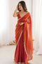 Malia Burnt Orange Satin Embellished Border Ready to Wear Saree