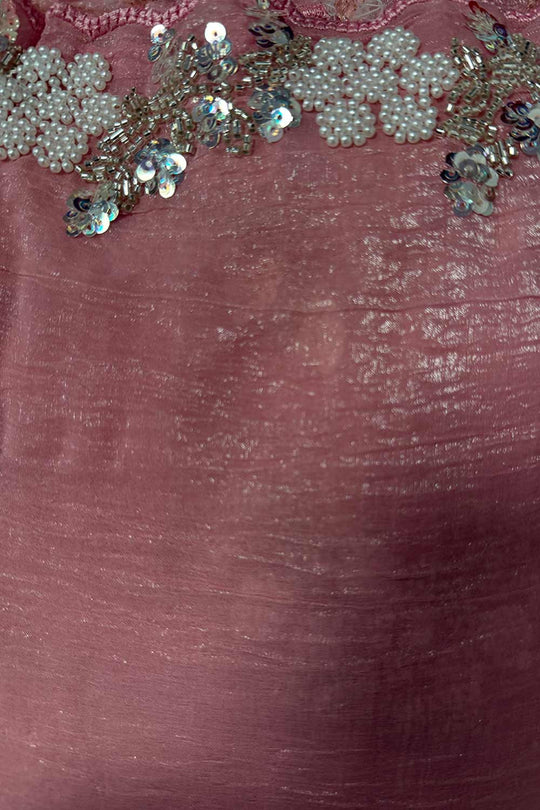 Talia Mauve Chiffon Sequin Embellished Border Ready to Wear Saree