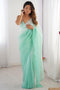 Hadil Sea Green Chiffon Embellished Ready to Wear Saree