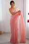 Hadil Pink Chiffon Embellished Ready to Wear Saree