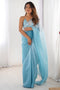 Hadil Light Blue Chiffon Embellished Ready to Wear Saree