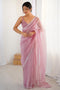 Sienna Pink Shimmery Net Cutdana Embellished Ready to Wear Saree