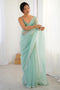 Sienna Turquoise Shimmery Net Cutdana Embellished Ready to Wear Saree