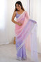 Opal Pink and Purple Tissue Embroidered Border Ready to Wear Saree