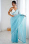Paula Light Blue Chiffon Embellished Border Ready to Wear Saree