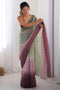 Ophelia Light Green and Wine Ombre Chiffon Embroidered Ready to Wear Saree