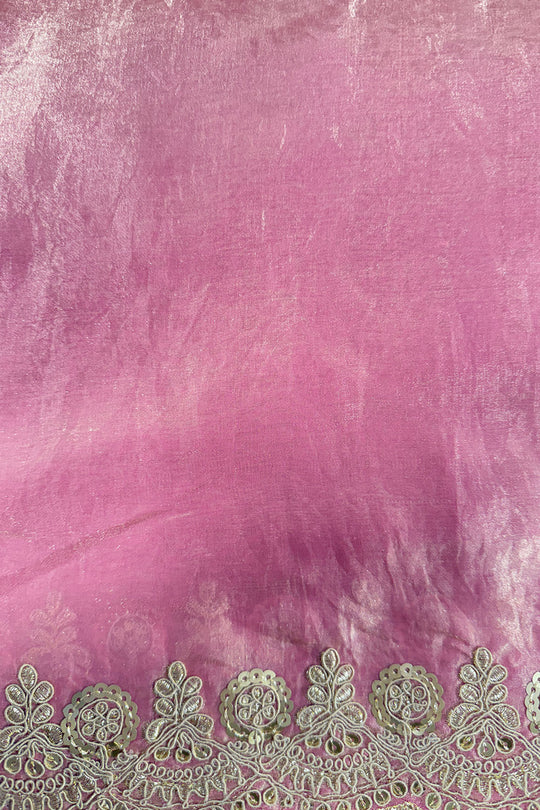 Lori Pink Tissue Saree with Embroidered Border Ready To Wear One Minute Saree