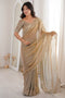 Nalani Gold Satin Sequin Embellished Ready to Wear Saree