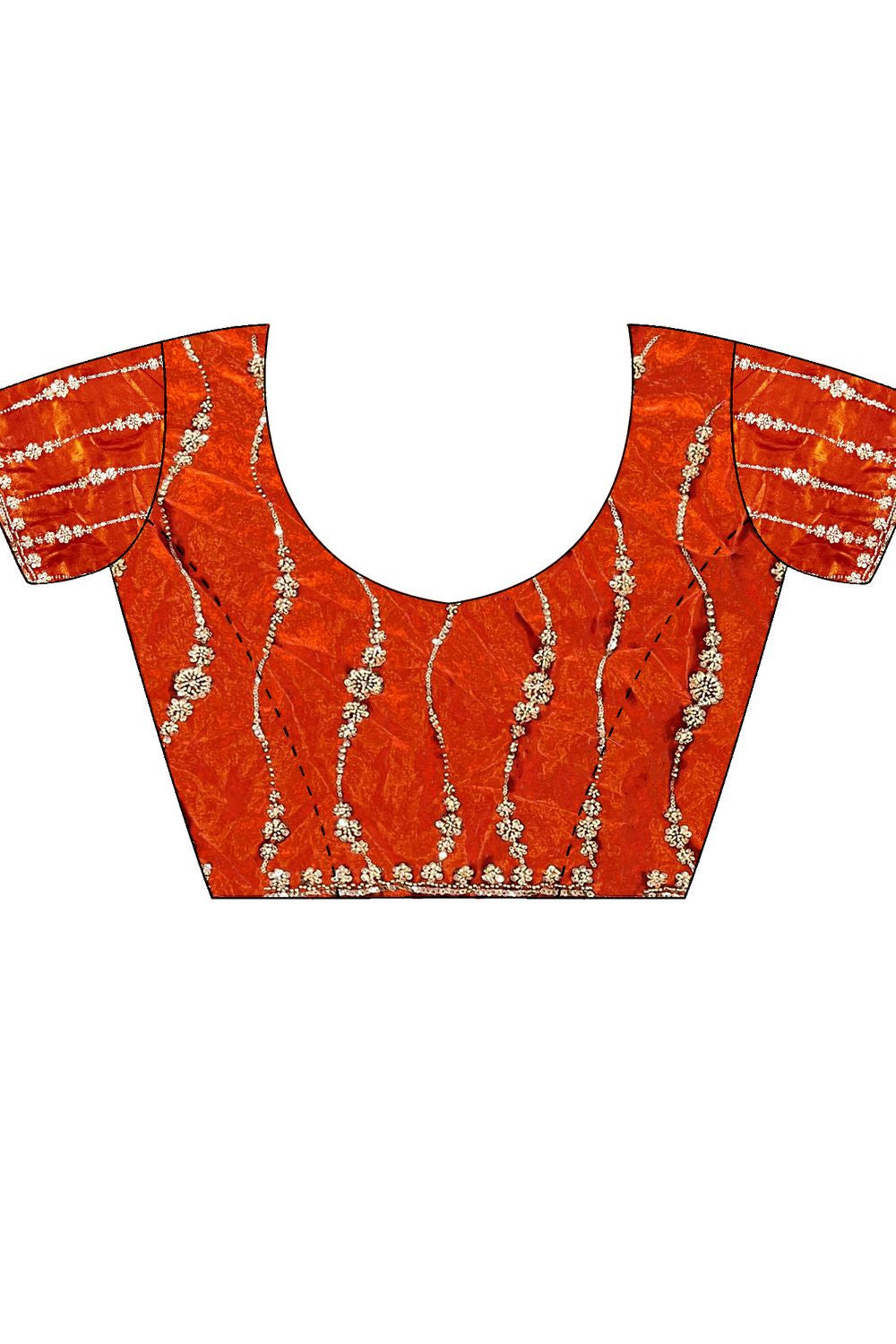 Asha Burnt Orange Satin Beaded Sequin Embroidered Ready to Wear Saree