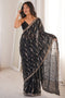 Alice Black Satin Sequins Designer Ready to Wear Saree