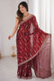 Alice Maroon Satin Sequins Designer Ready to Wear Saree