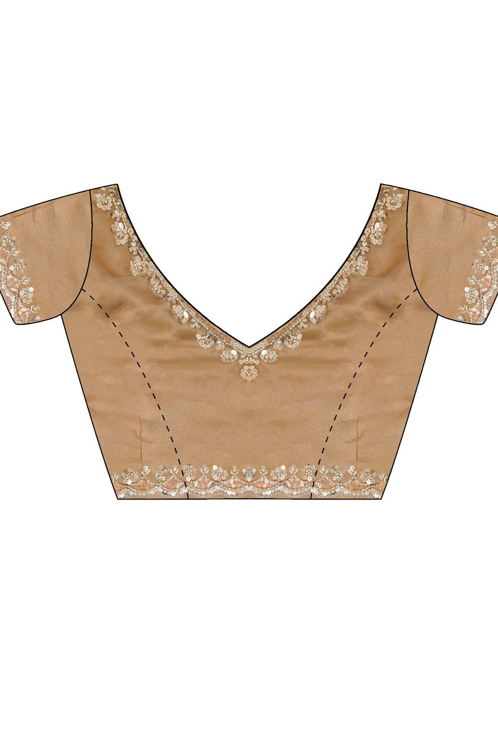 Lyric Beige Gold Satin with Sequin Floral Embroidery Pre-Stitched Saree