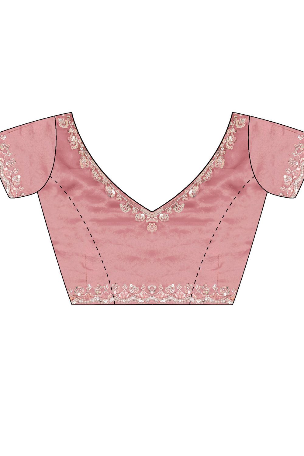 Lyric Pink Satin with Sequin Floral Embroidery Pre-Stitched Saree