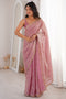 Alice Mauve Pink Satin Sequins Ready to Wear One Minute Saree