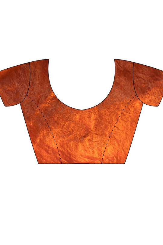 Aya Burnt Orange Satin Embellished Ready to Wear Saree