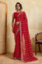Nora Red Georgette Sequins Embroidered Designer Border Ready to Wear Saree