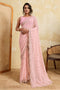 Nora Soft Pink Georgette Sequins Embroidered Designer Border Ready to Wear Saree