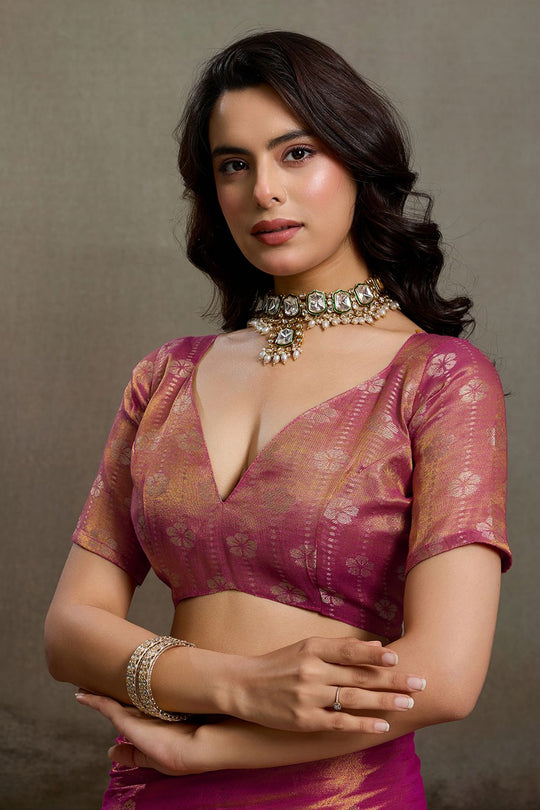 Mirabella Magenta Tissue Silk Woven Ready to Wear One Minute Saree