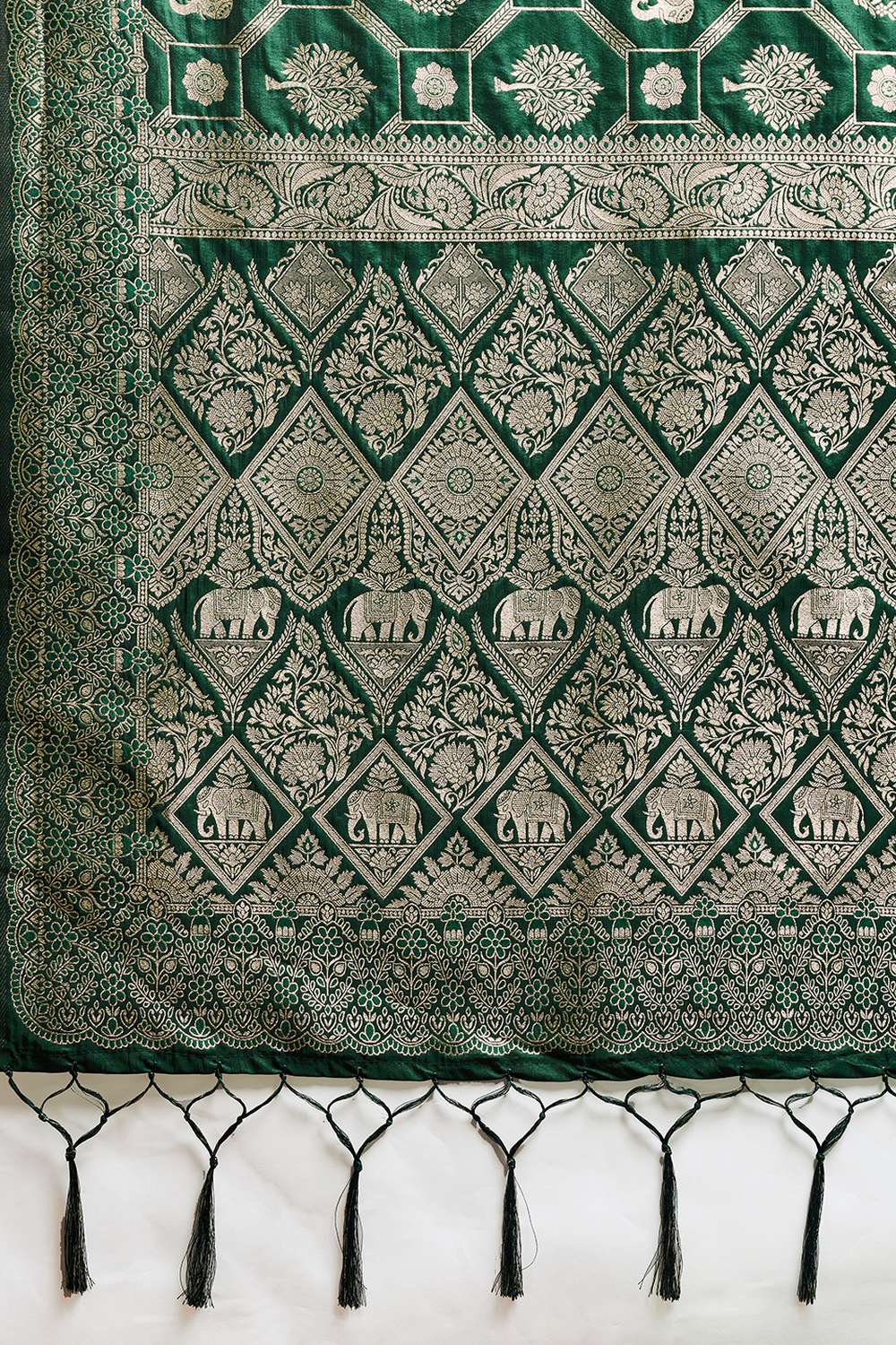 Ruchi Green Silk Blend Woven Designer Ready to Wear Saree