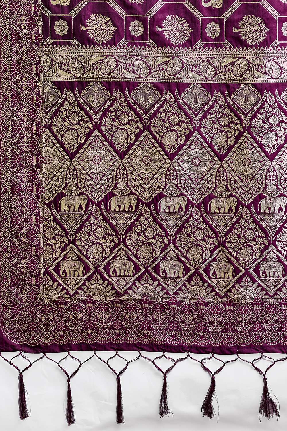 Ruchi Wine Silk Blend Woven Designer Ready to Wear Saree