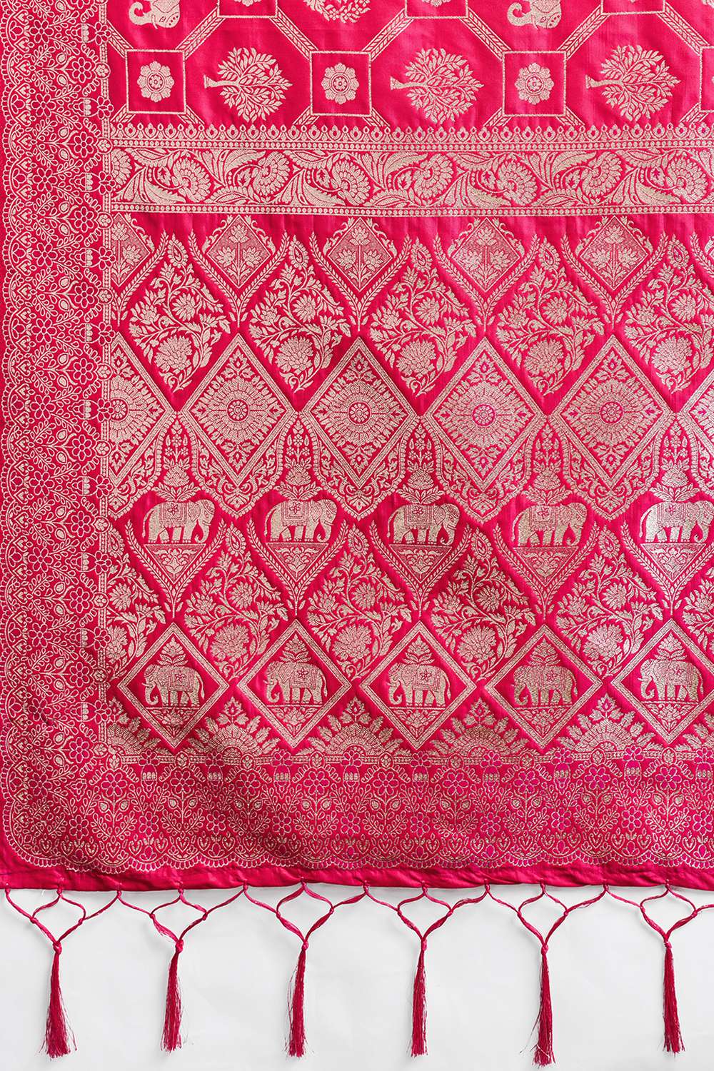 Ruchi Rani Pink Silk Blend Woven Designer Ready to Wear Saree
