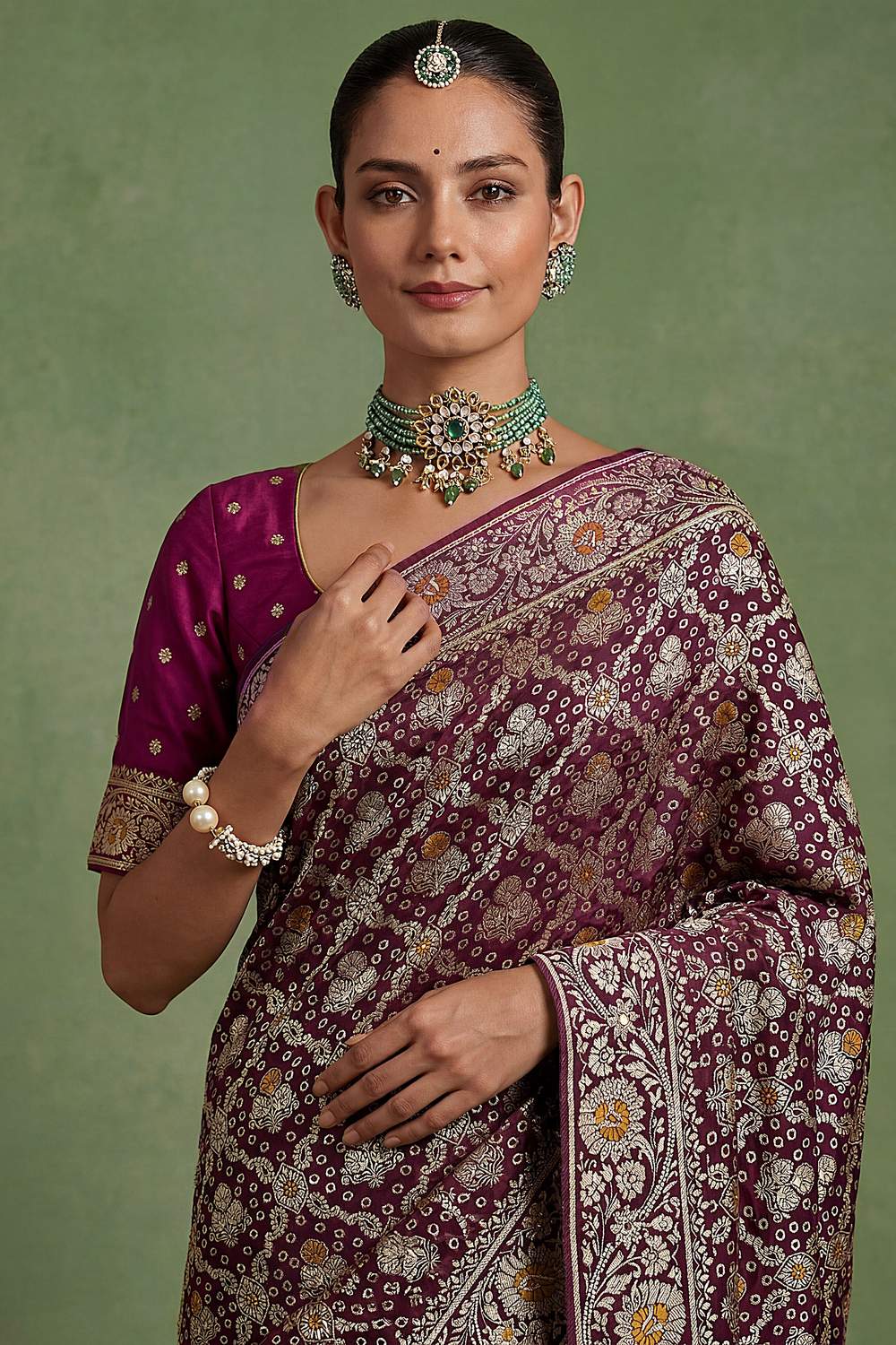 Imane Purple Pashmina Silk Zari Woven Designer Ready to Wear One Minute Saree