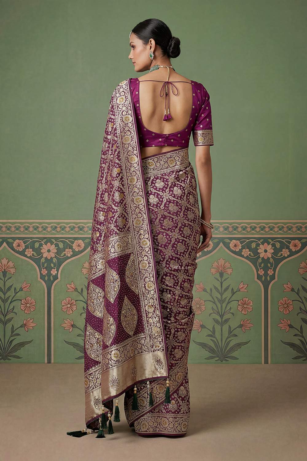 Imane Purple Pashmina Silk Zari Woven Designer Ready to Wear One Minute Saree