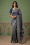 Imane Blue Pashmina Silk Zari Woven Designer Ready to Wear One Minute Saree