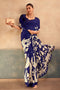 Meena Navy Blue Satin Silk Designer Kalamkari Printed Ready to Wear One Minute Saree