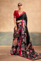 Meena  Black Satin Silk Designer Kalamkari Printed Ready to Wear One Minute Saree