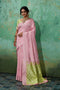 Louise Pink and Green Linen Cotton Woven Designer Ready to Wear One Minute Saree