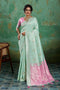 Louise Sea Green and Pink Linen Cotton Woven Designer Ready to Wear One Minute Saree (Copy)