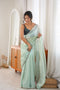 Cassia Seafoam Green Satin Woven Butti Beads Cut Dana Work Ready to Wear Saree