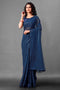 Mina Deep Navy Blue Sequin Georgette Ready to Wear Party Wear Saree