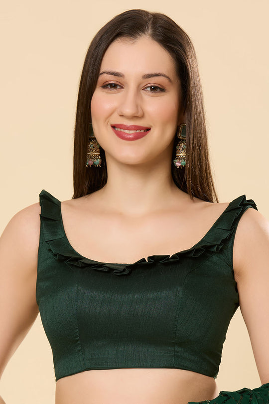 Ready to Wear Saree Huda Dark Green Sequins Georgette Saree