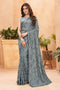 Kimiya Grey Faux Georgette Sequin Saree Ready to Wear One Minute Saree
