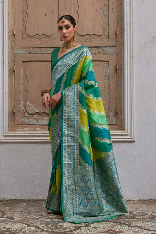 Mina Green Silk Saree with Woven Design Ready to Wear One Minute Saree