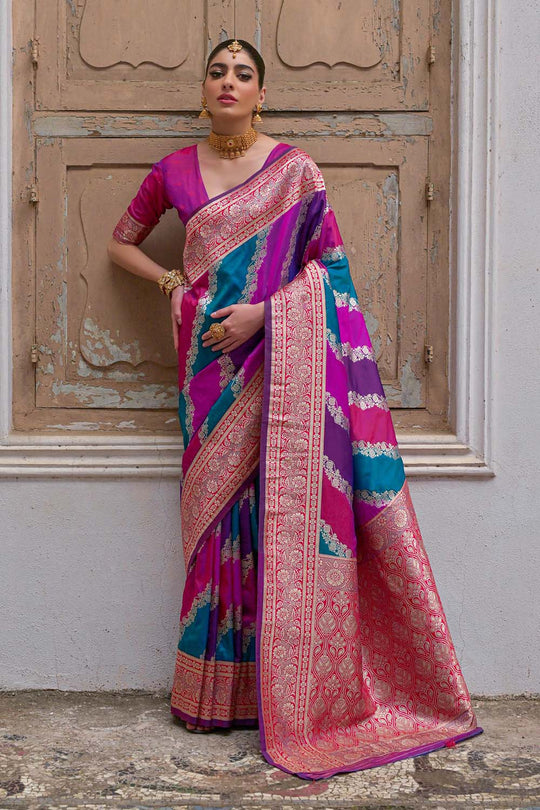 Mina Pink Silk Saree with Woven Design Ready to Wear One Minute Saree