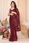 Noelle Maroon Sequin Georgette Ready to Wear Party Wear Saree